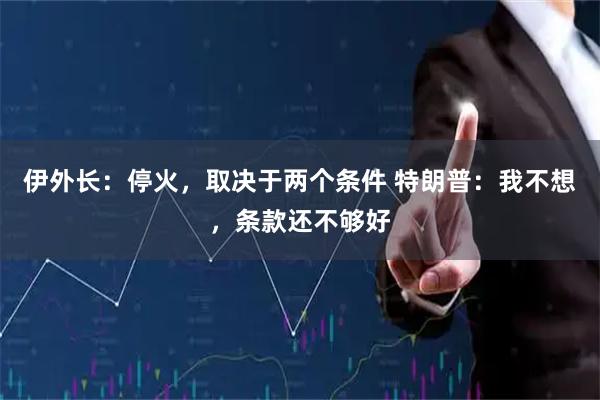 伊外长：停火，取决于两个条件 特朗普：我不想，条款还不够好